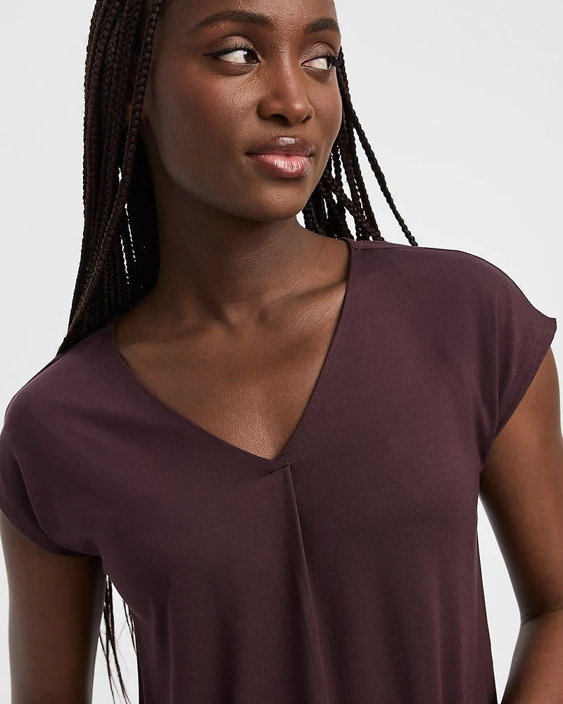 Tunique à manches très courtes et col V