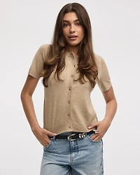 Short-Sleeve Buttoned-Down Cardigan