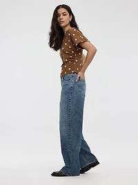 Short-Sleeve Crew-Neck Tee with Shirred Sides