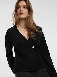 Haut croisé à manches longues et col V