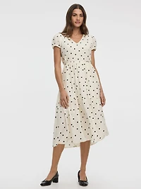 Robe midi à manches courtes et col V