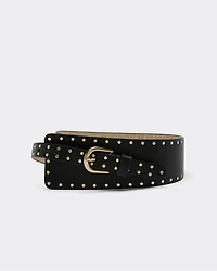 Asymmetrical Faux Leather Belt with Studs