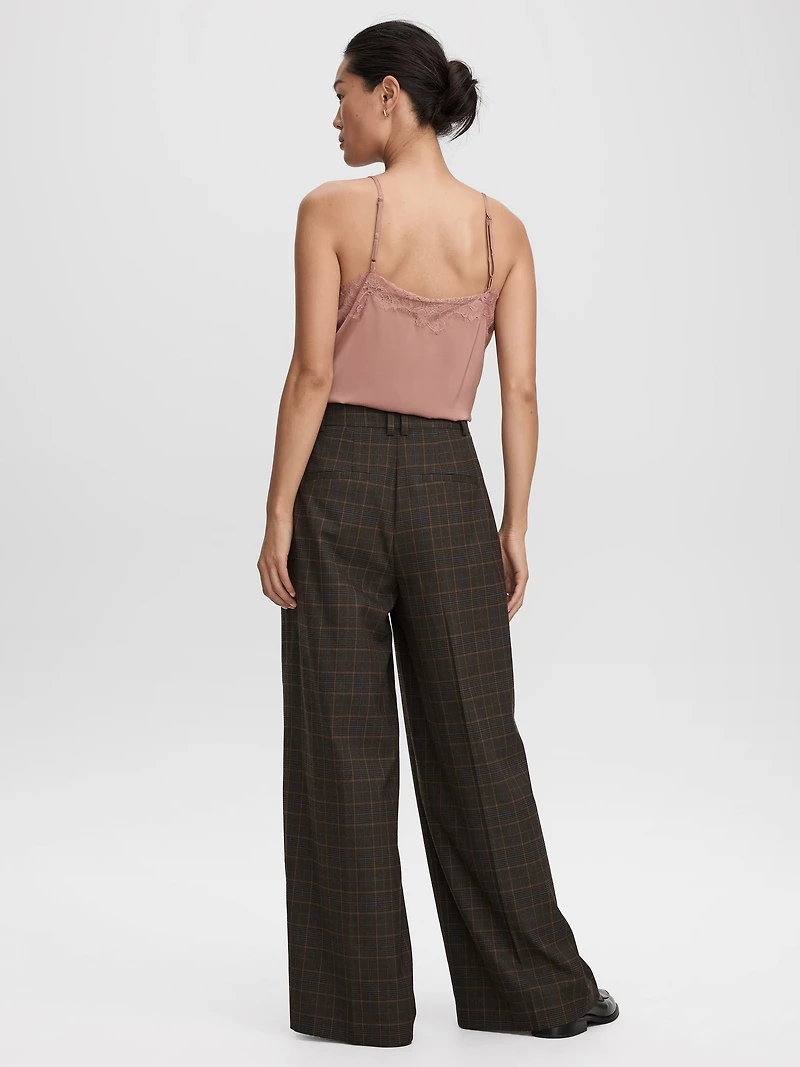 Pantalon carreauté à jambe large et taille haute - L’Intemporelle