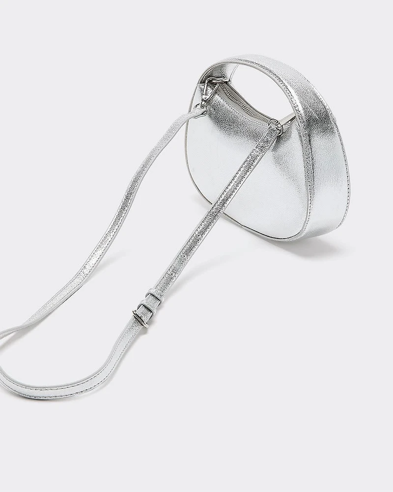 Structured Metallic Oval Bag