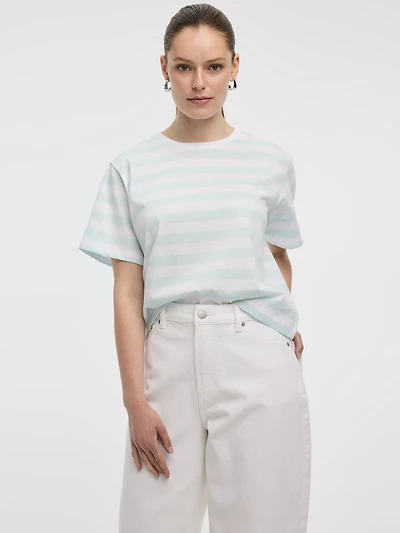 Striped Crew-Neck Boxy T-Shirt