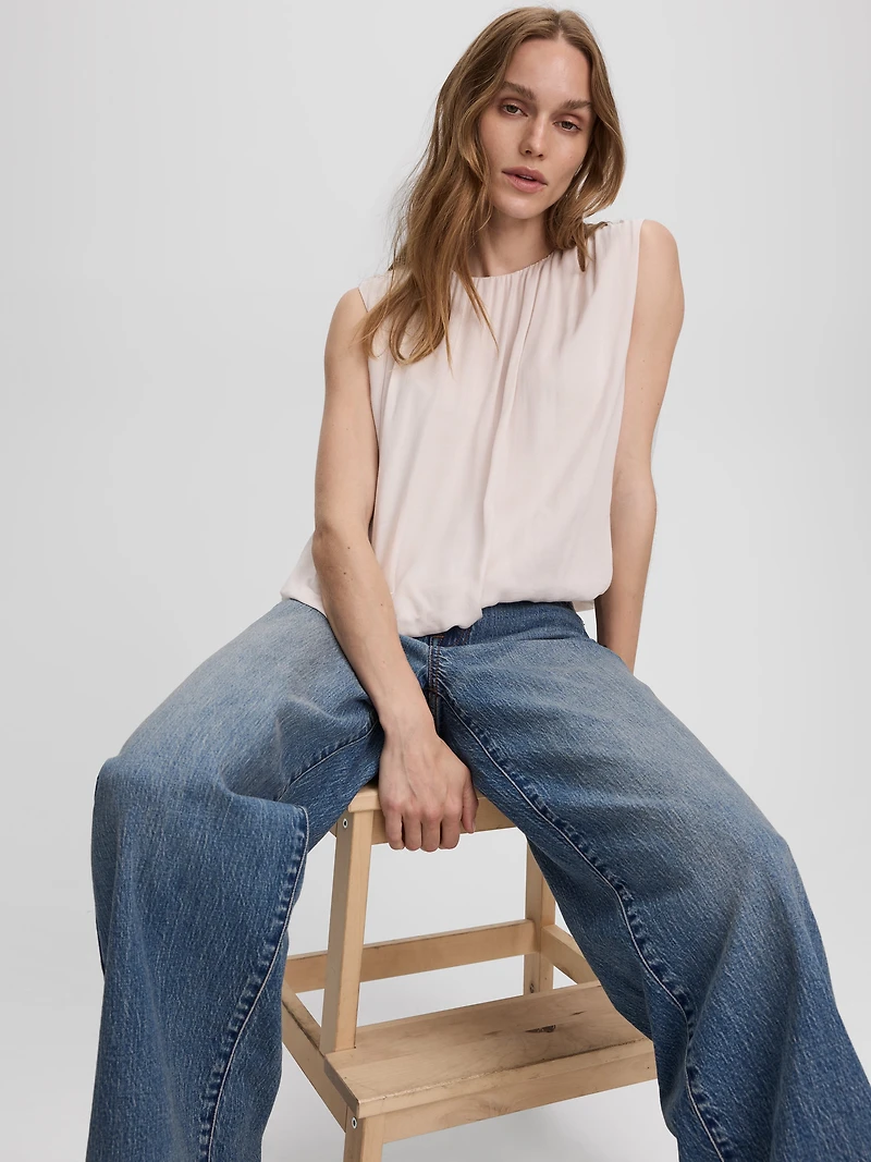 Camisole à col rond avec ourlet bulle