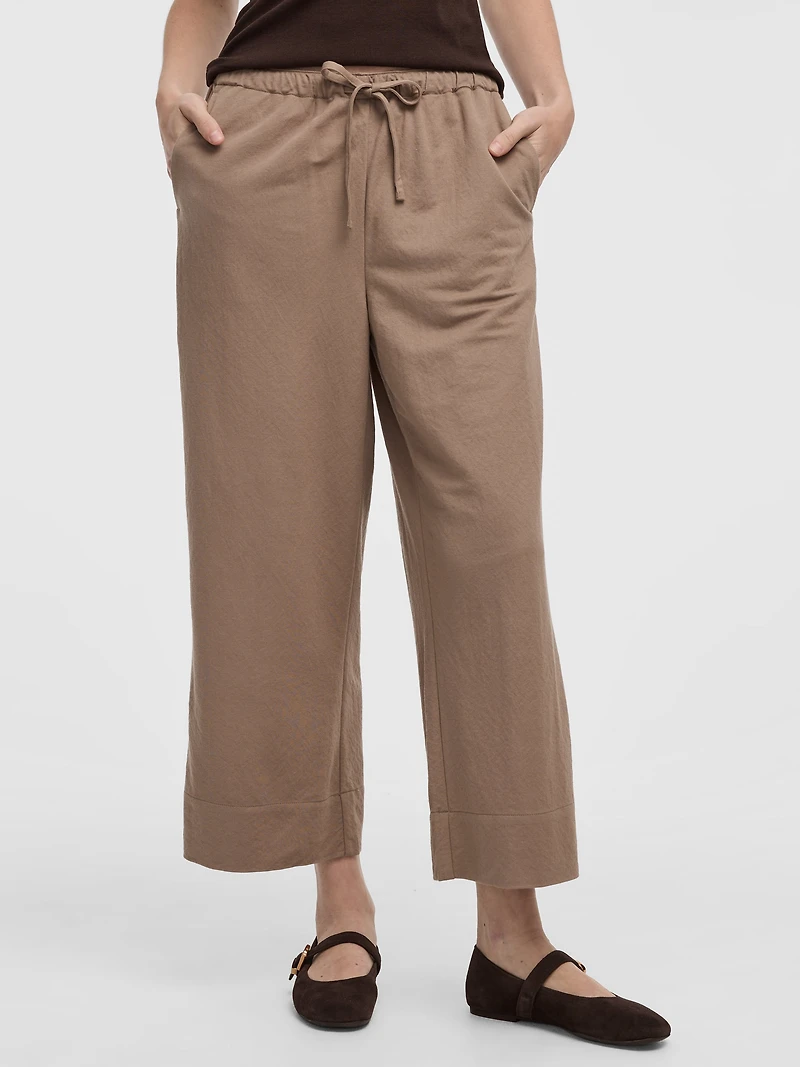 Pantalon court en tricot piqué à jambe large