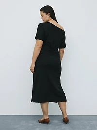 Short-Sleeve Off-the-Shoulder Midi Dress