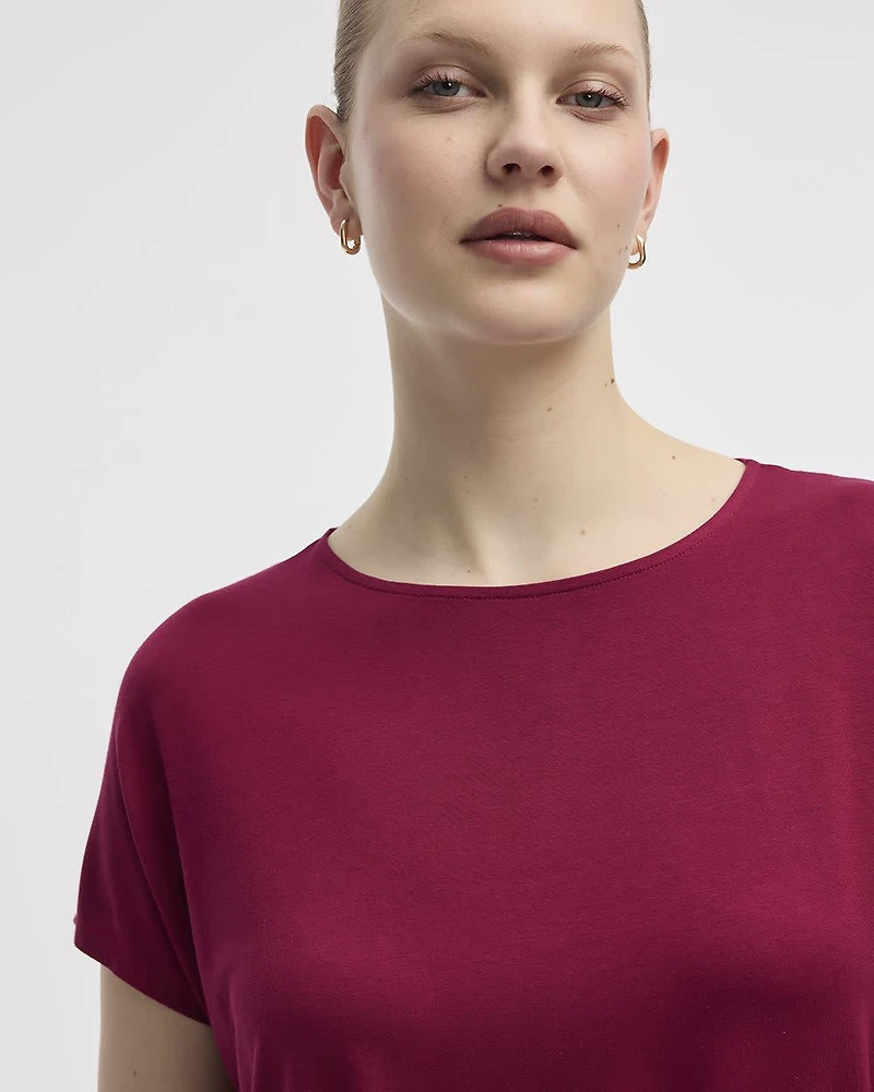 T-shirt à manches courtes dolman et col bateau