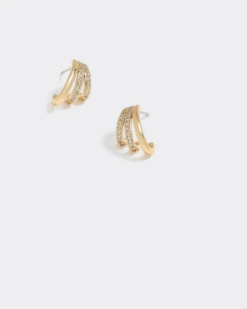 Three-Layer Earrings with Rhinestones