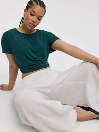 Short-Dolman-Sleeve Boat-Neck T-Shirt