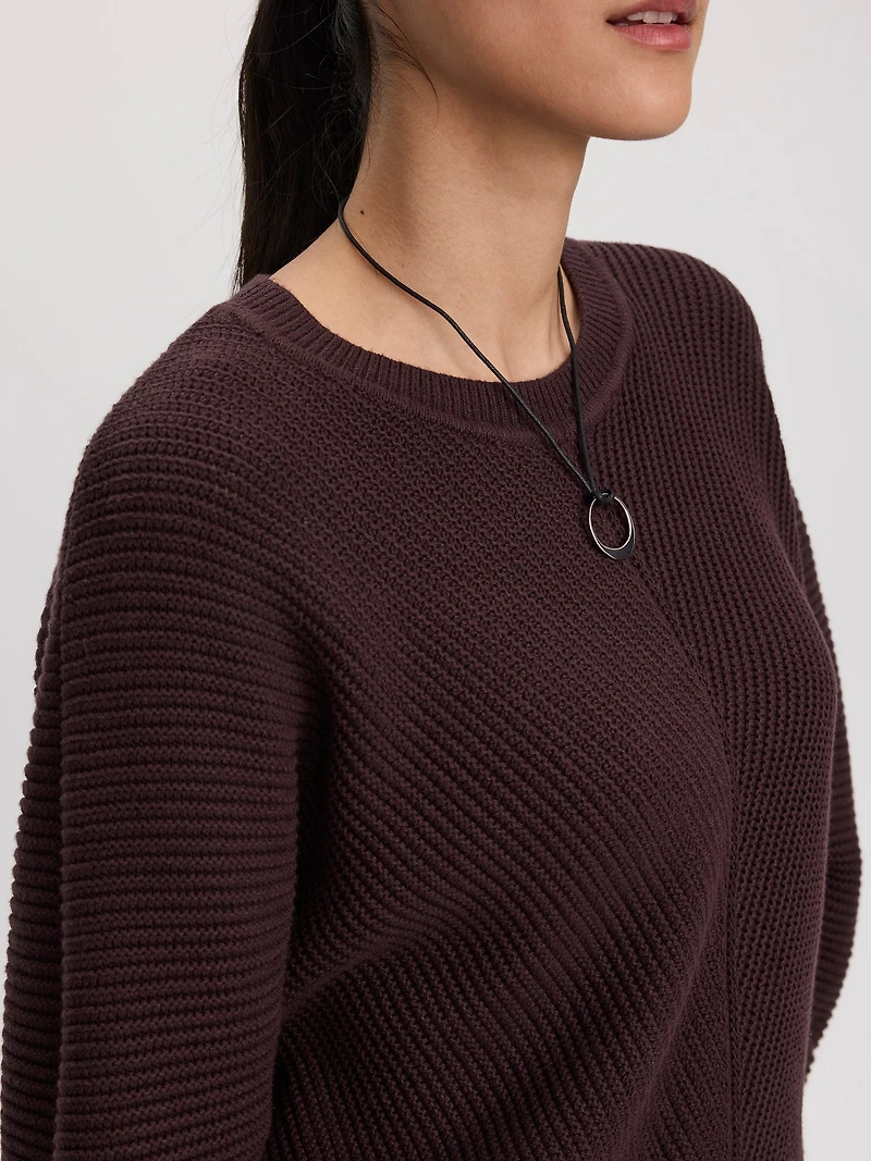 Long-Dolman-Sleeve Crew-Neck Pullover
