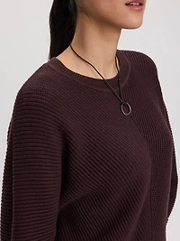 Long-Dolman-Sleeve Crew-Neck Pullover