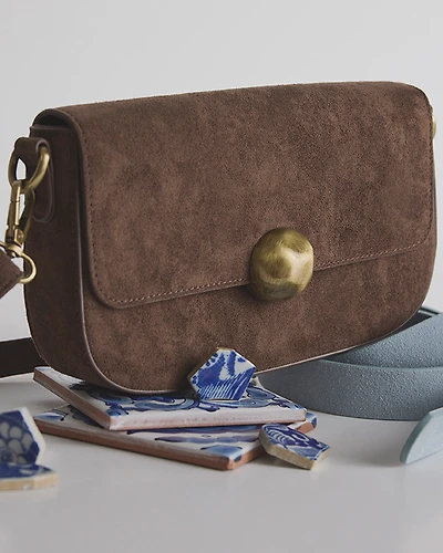 Faux Suede Crossbody Purse