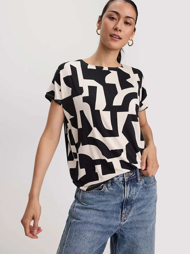 T-shirt à manches courtes dolman et col bateau