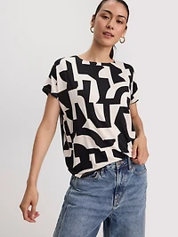 T-shirt à manches courtes dolman et col bateau