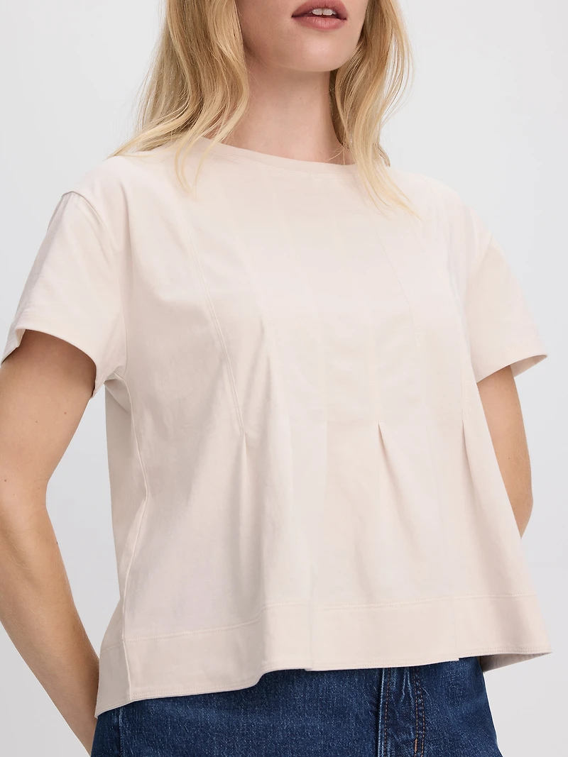 Blouse péplum à manches courtes et col rond