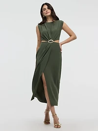 Sleeveless Fitted Maxi Dress with Cut-Out Details