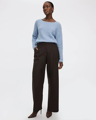 Pantalon à jambe large et taille mi-haute