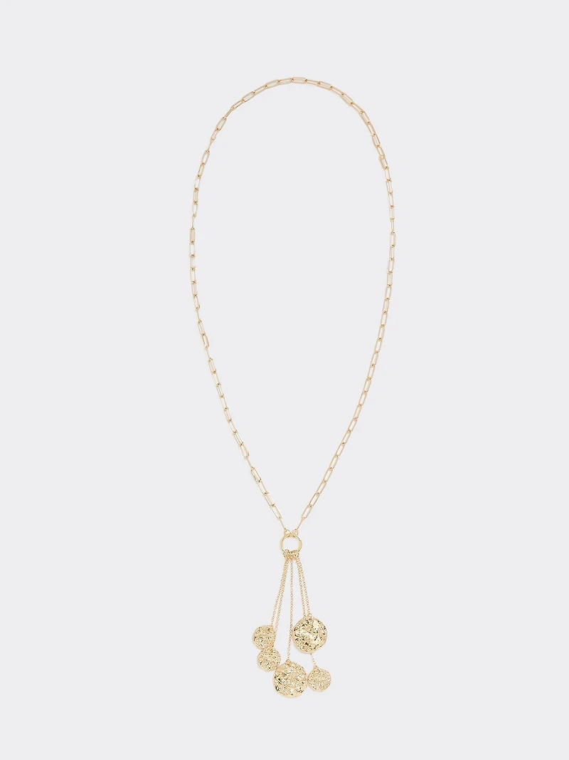 Collier long à mousqueton avec pièces de monnaie
