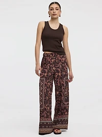 Wide-Leg High-Rise Pull-On Pant