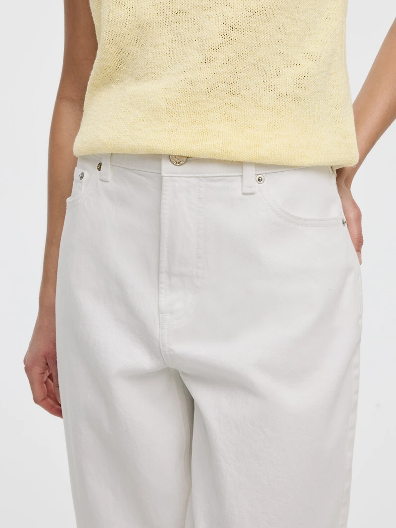 White High-Rise Barrel Jeans