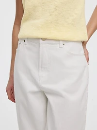White High-Rise Barrel Jeans