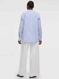 Blouse boutonnée gaufrée à manches longues