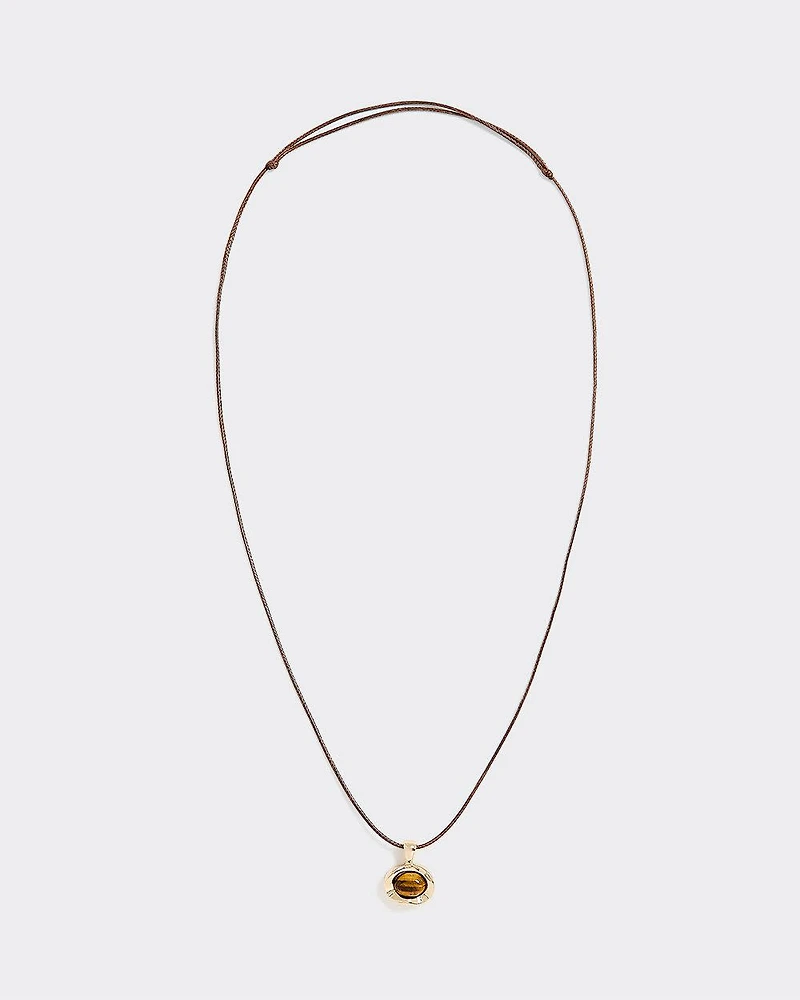 Short Cord Necklace with Tiger Eye