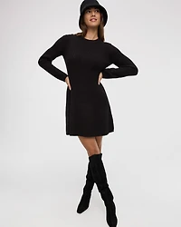 Long-Sleeve Crew-Neck Ribbed Sweater Dress
