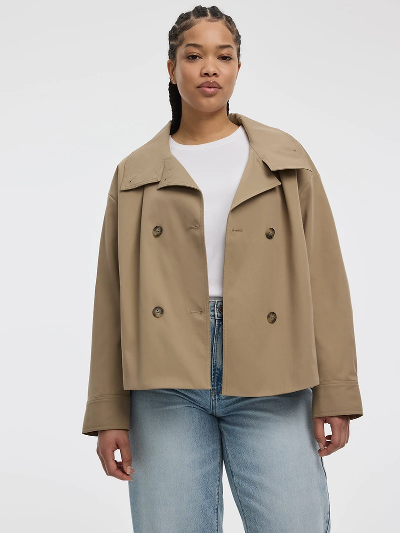 Manteau court à col montant