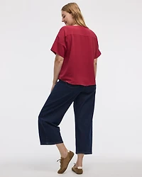 Short-Sleeve Crew-Neck T-Shirt Blouse