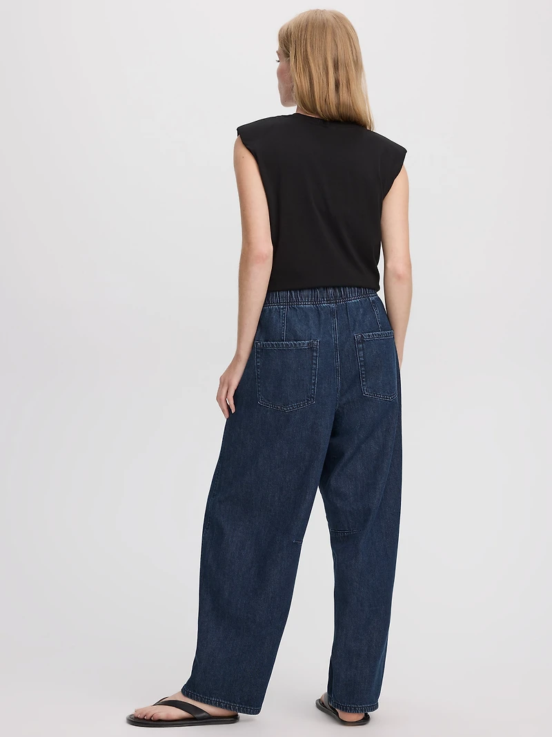 Pantalon taille haute à enfiler jambe ballon