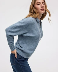 Long-Sleeve Sweater with Johnny Collar