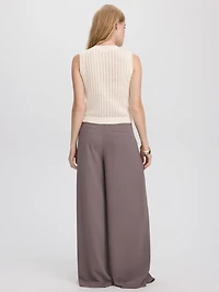 Veste en tricot sans manches à col rond