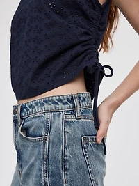 T-shirt à manches courtes et col rond avec fronces latérales