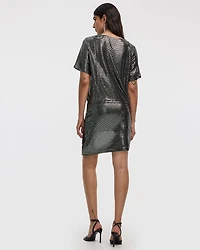 Short-Sleeve Crew-Neck Sequins Top