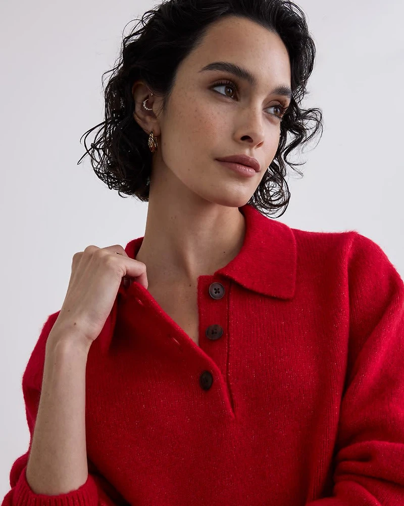 Long-Sleeve Polo Sweater