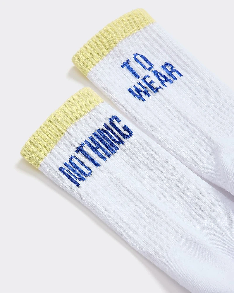 Ribbed Socks with Quote at Hem