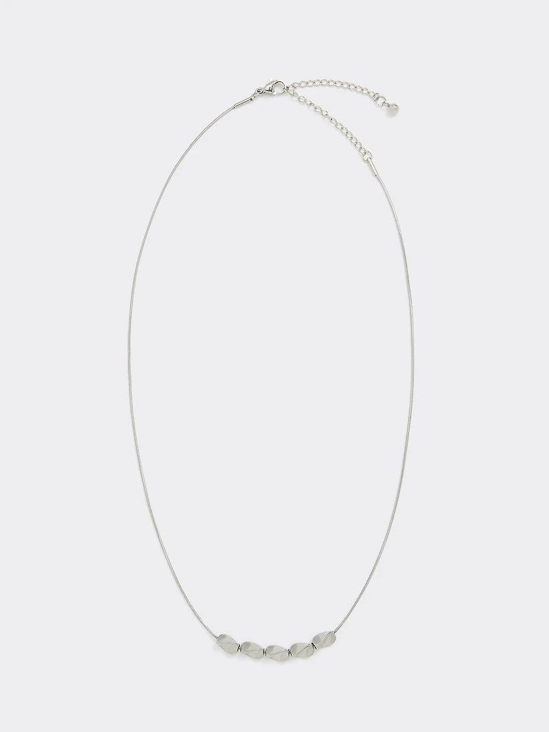 Stainless Steel Short Necklace with Twisted Beads