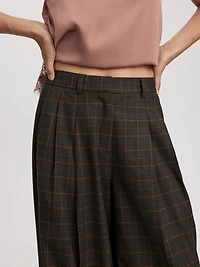 Plaid Wide-Leg High-Rise Pants - The Timeless