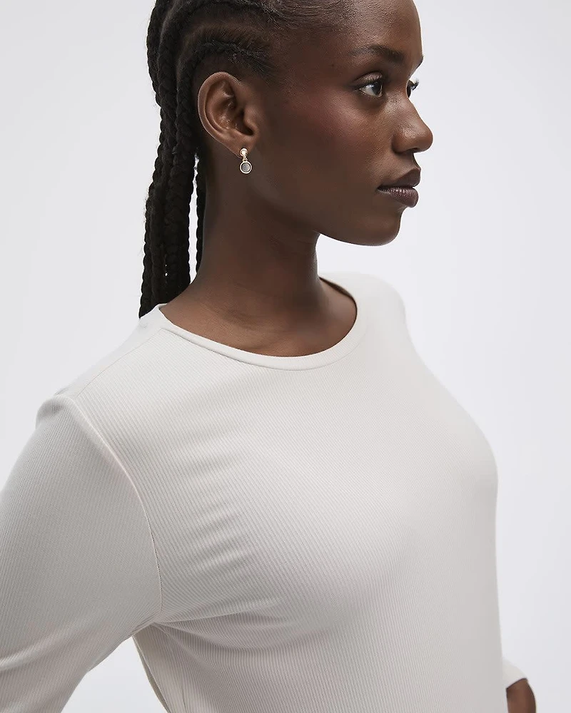 Long-Sleeve Crew-Neck Ribbed Tee - R Essentials