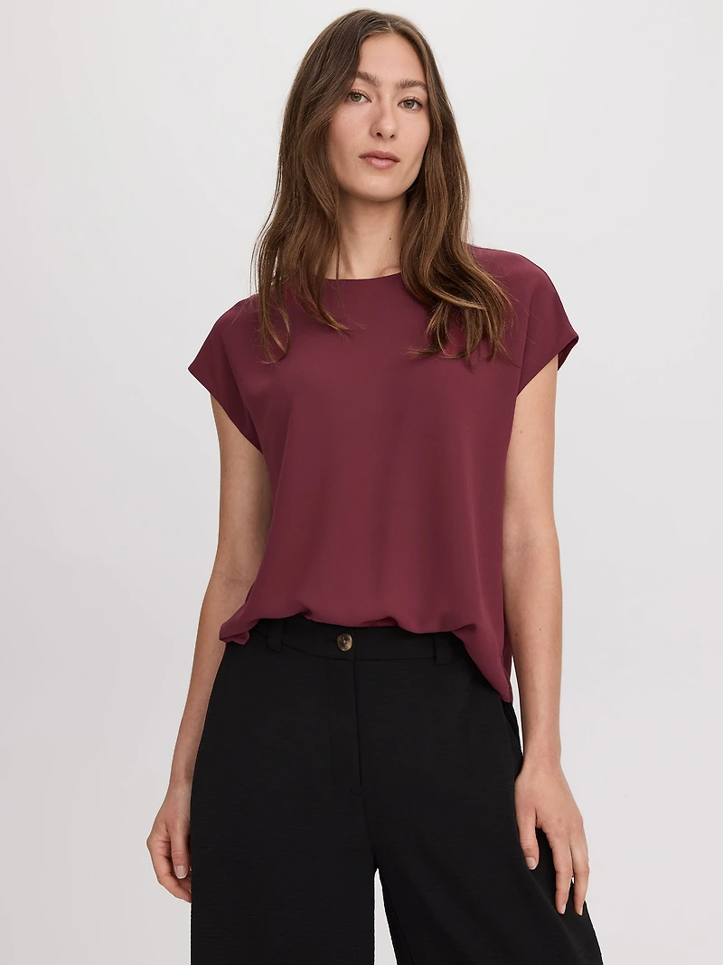 Short-Sleeve Crew-Neck Blouse