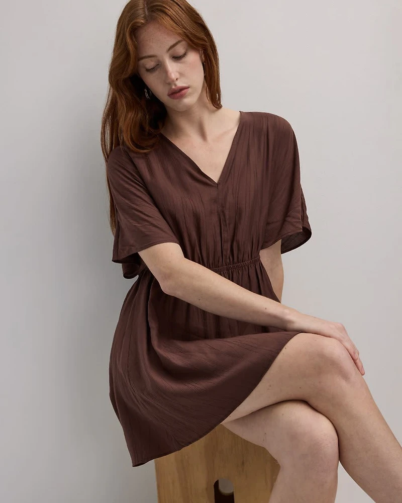 Short-Sleeve V-Neck Mini Dress
