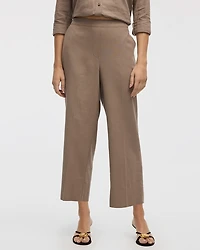 Pantacourt en mélange de lin à jambe large