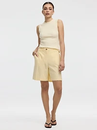 Bermuda à taille haute en mélange de lin