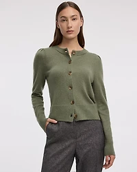 Cashmere-Blend Crew-Neck Cardigan