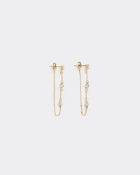 Chain Earrings with Rhinestones