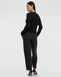 Long-Sleeve V-Neck Fancy-Stitch Cardigan