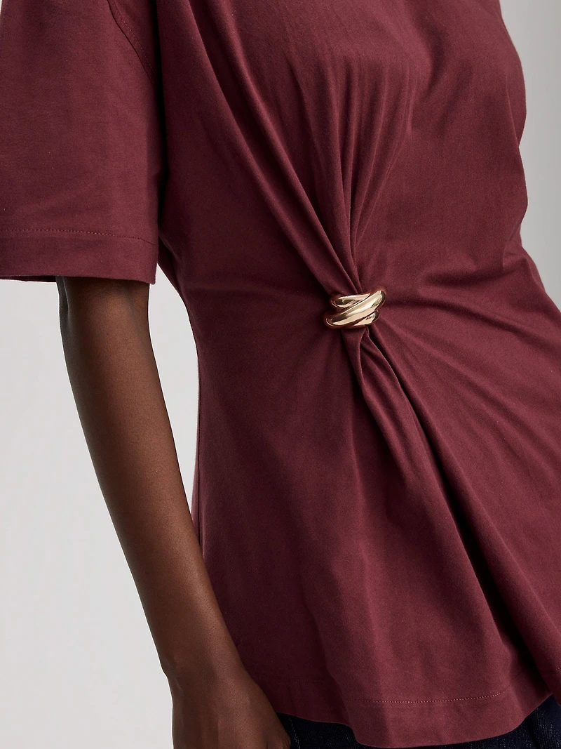 Crew-Neck T-Shirt with Metal Ring